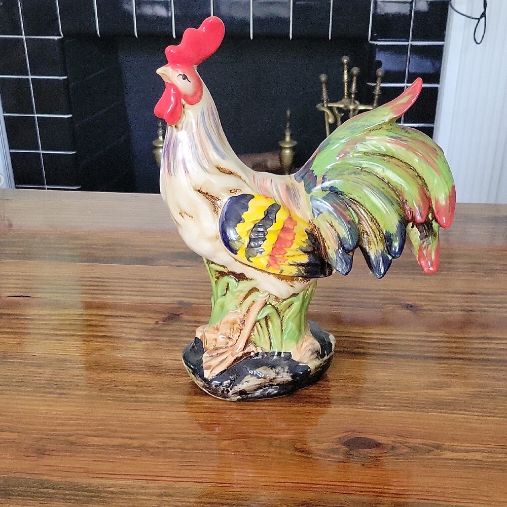 Colorful Ceramic Rooster Figurine